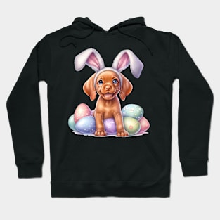 Puppy Vizsla Bunny Ears Easter Eggs Happy Easter Day Hoodie